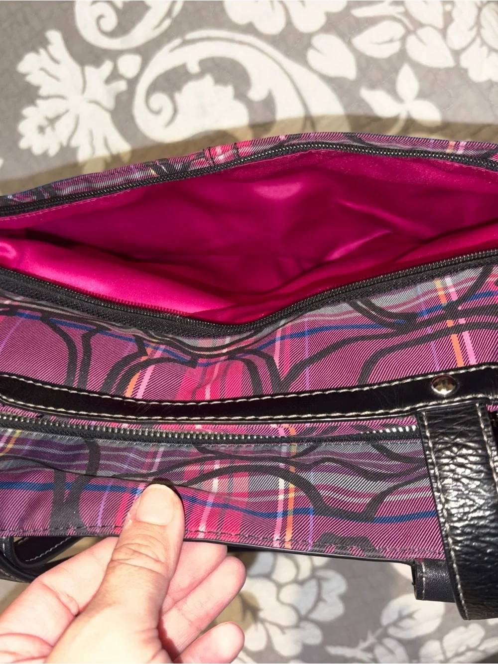 Coach Pink Plaid Signature Tote Bag